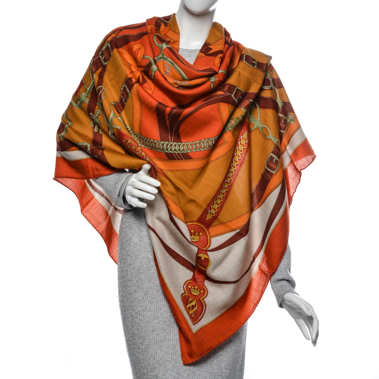 Cashmere Silk La Promenade Du Matin Shawl 140 Orange Naturel Ocre