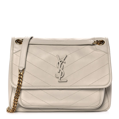 Saint Laurent Lambskin Matelasse Monogram Medium Niki Chain Satchel Nude Powder 1 of 13