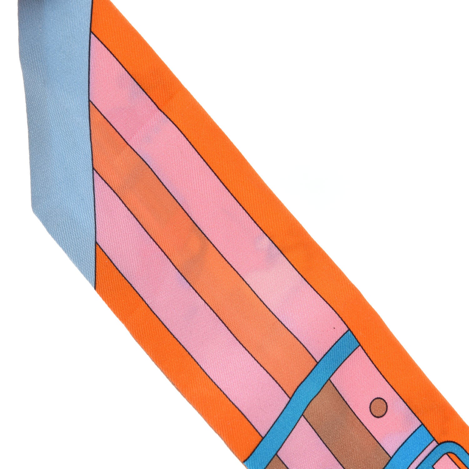 Hermes Silk Rocabar Twilly Orange Bleu Ciel 7 of 9