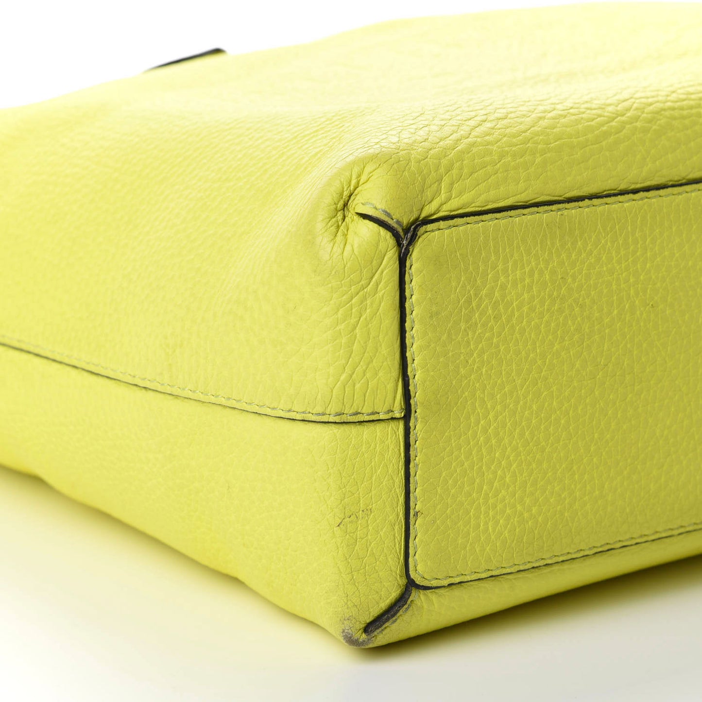 Grainy Calfskin Remington Tote Neon Yellow