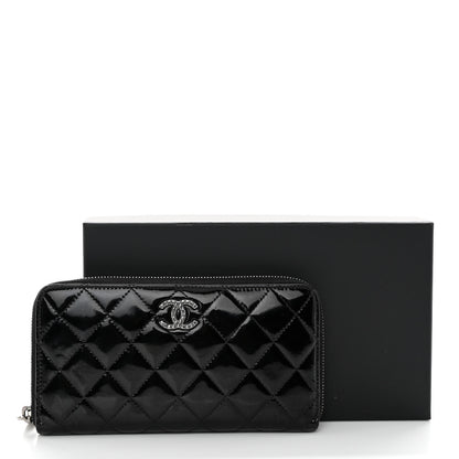 Chanel Patent Quilted Zip Around Wallet Black 11 of 11