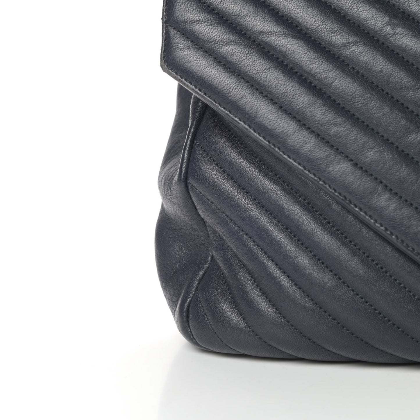 Sheepskin Matelasse Chevron Monogram Large College Satchel Navy Blue