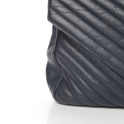 Saint Laurent Sheepskin Matelasse Chevron Monogram Large College Satchel Navy Blue 17 of 19