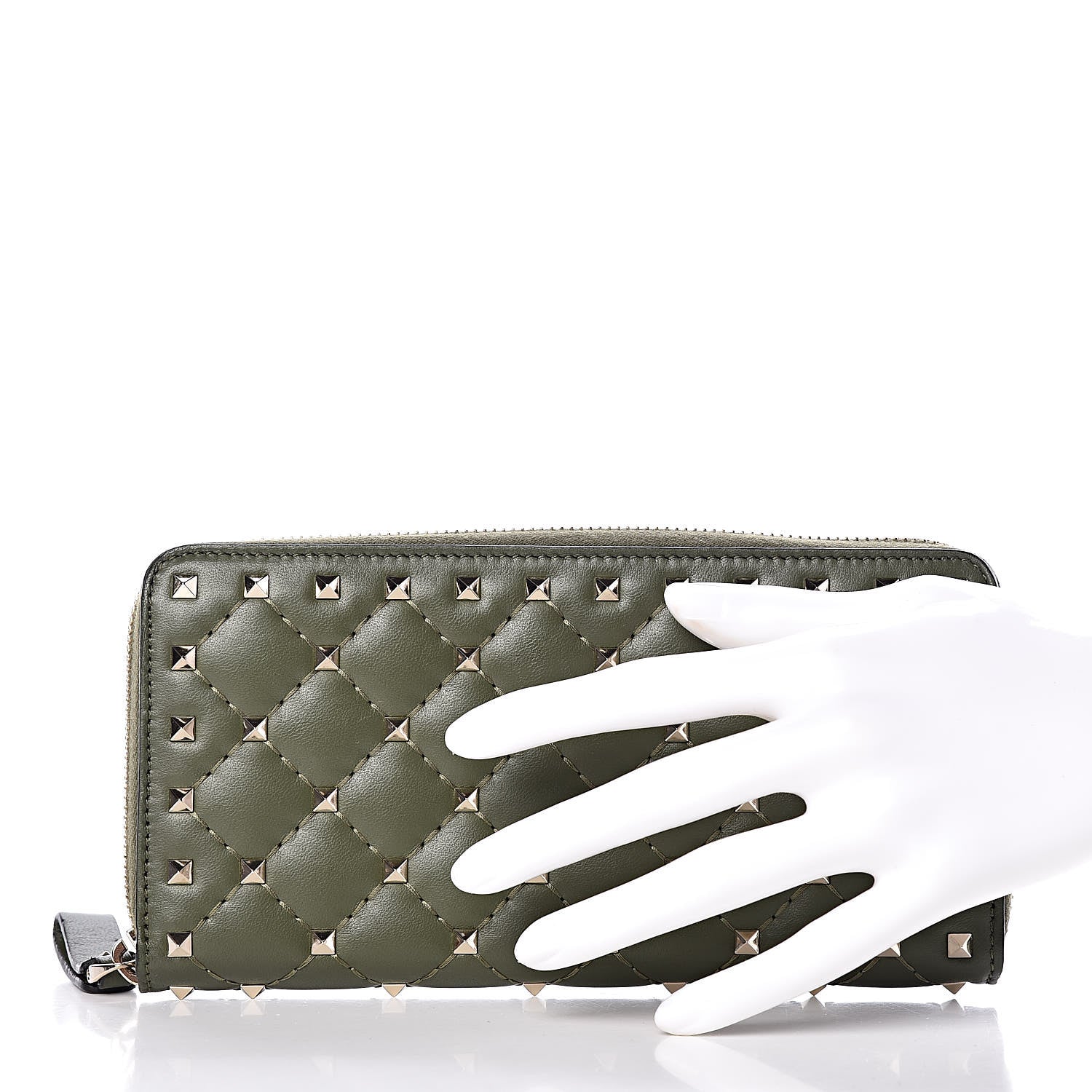 Valentino Garavani Nappa Rockstud Spike Zip Around Wallet Oasis 2 of 7