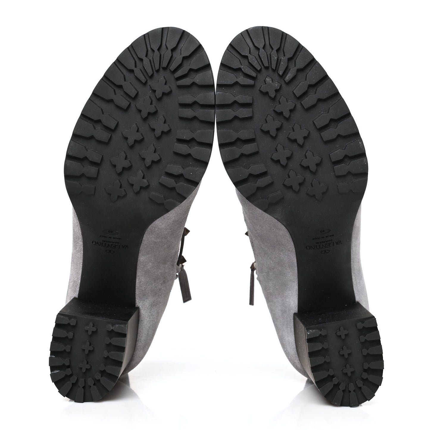 Suede Rockstud Cap Toe Combat Boots 40 Titanium
