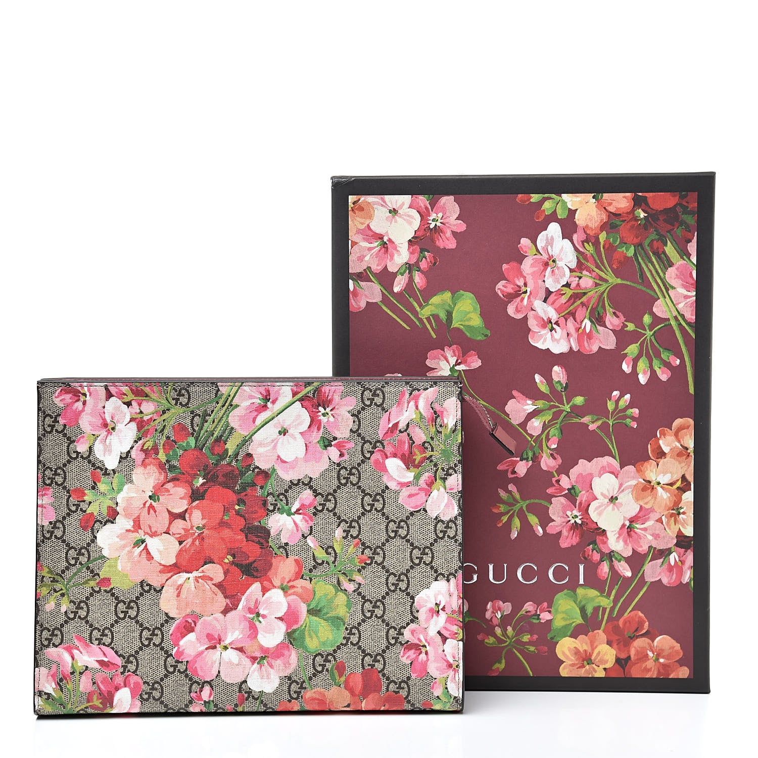 Gucci GG Supreme Monogram Blooms Large Cosmetic Case Beige Multicolor Dry Rose 8 of 8