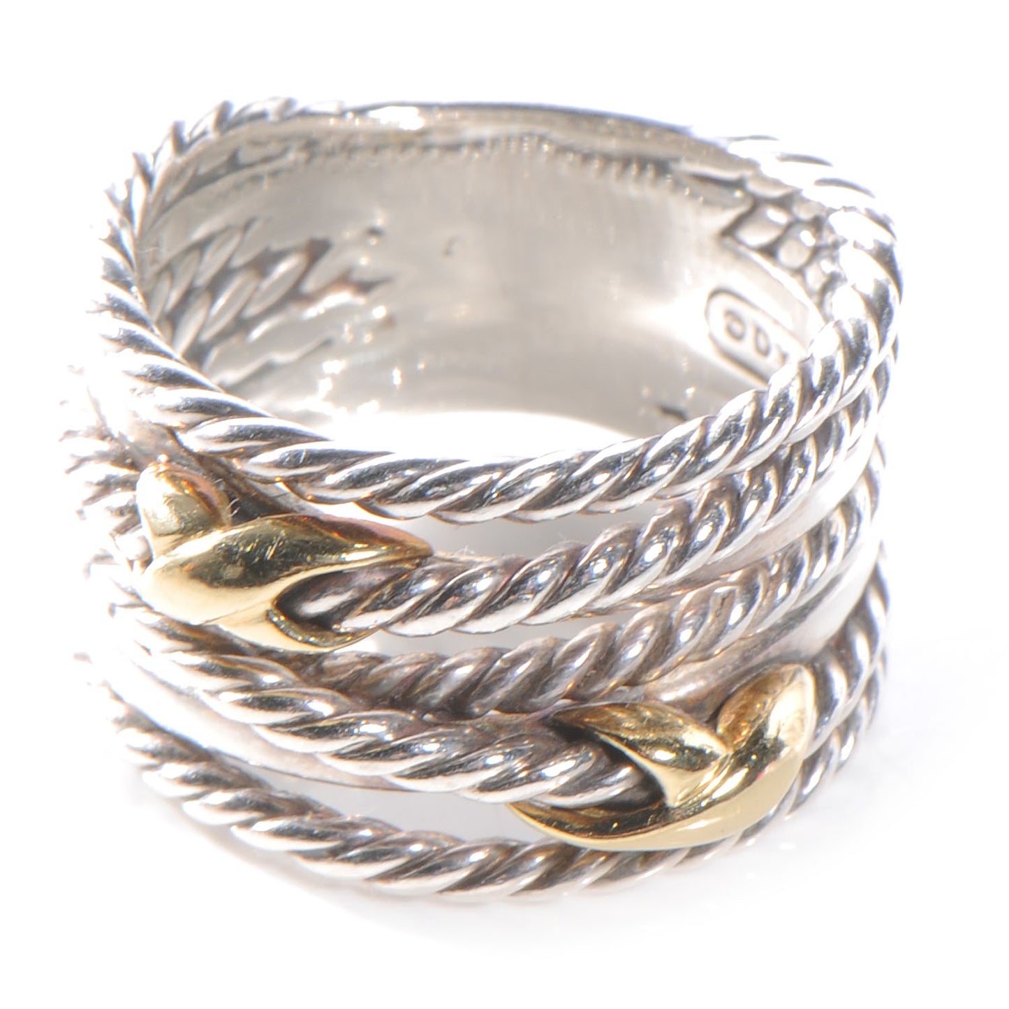 Sterling Silver 18K Yellow Gold Double X Crossover Ring 52 6