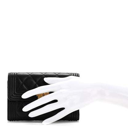 Chanel Lambskin Quilted Medium Boy Flap Wallet Black 2 of 10
