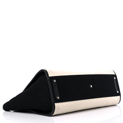 Chanel Wool Felt Calfskin Large Deauville Tote White Black 4 of 12