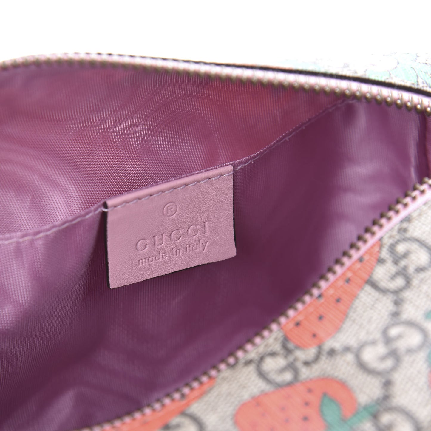 GG Supreme Monogram Strawberry Cosmetic Case
