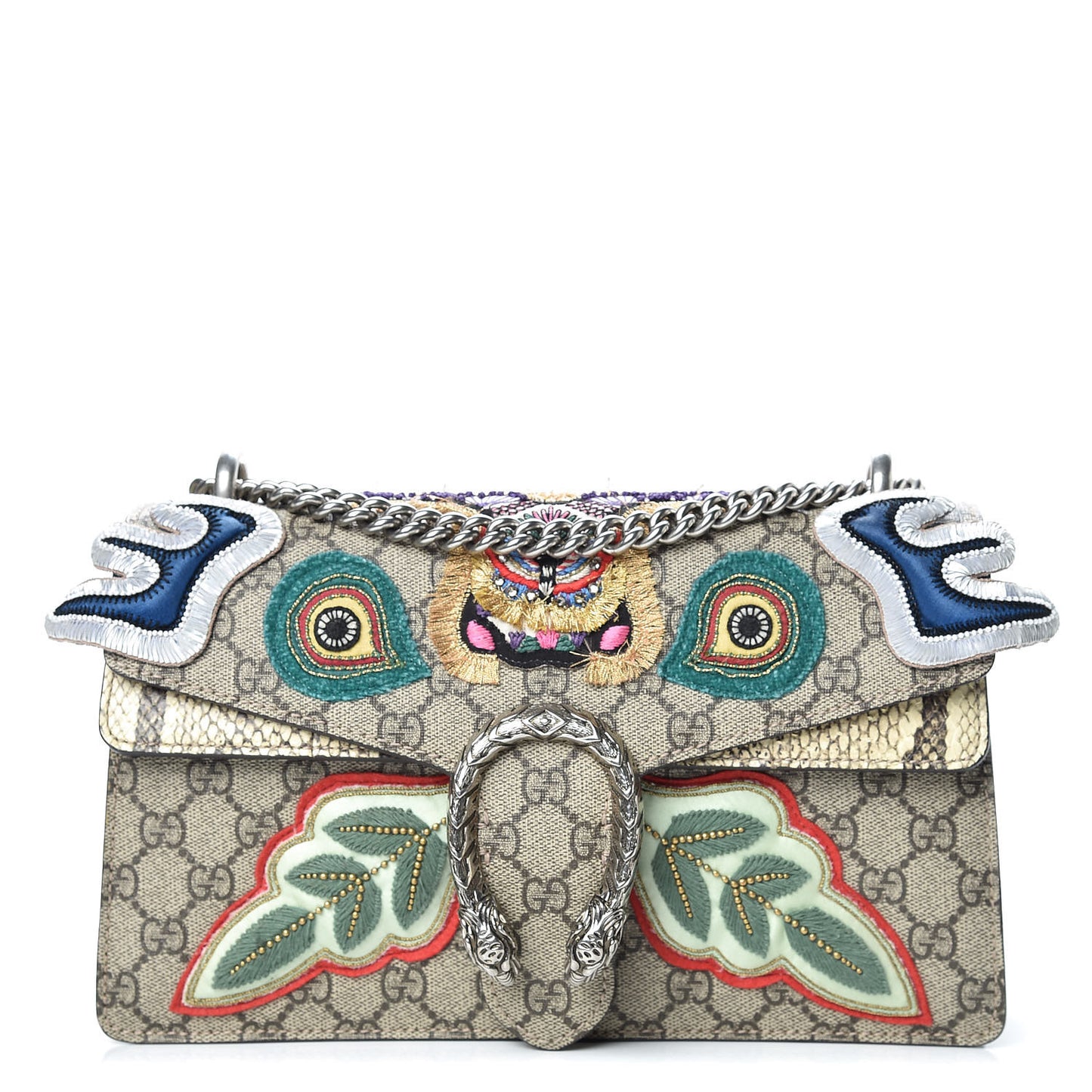 GG Supreme Monogram Python Embroidered Small Dionysus Shoulder Bag