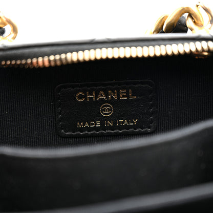 Chanel Lambskin Quilted Mini Lacquered Chain Clutch Black 6 of 10