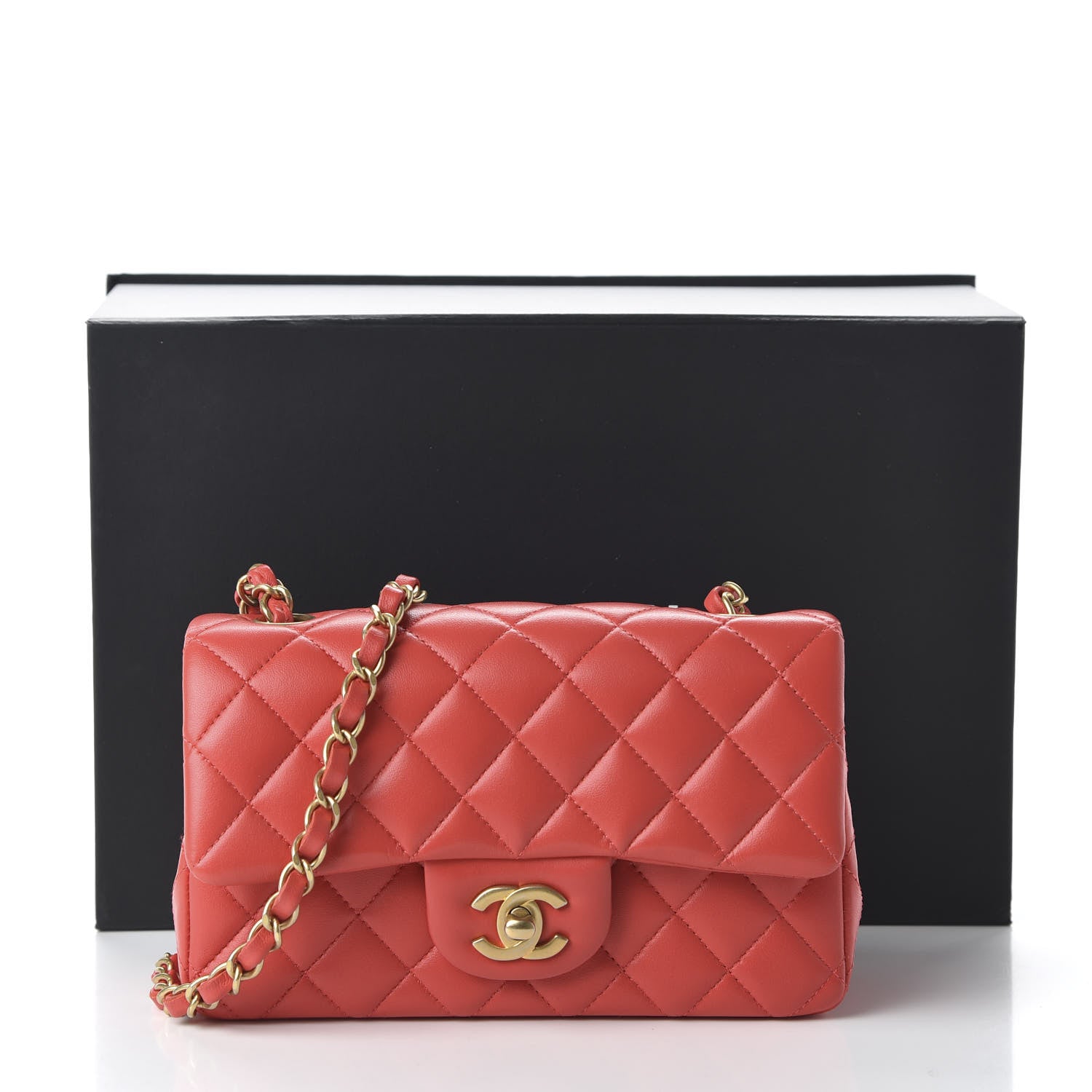 Chanel Lambskin Quilted Mini Rectangular Flap Red 19 of 19