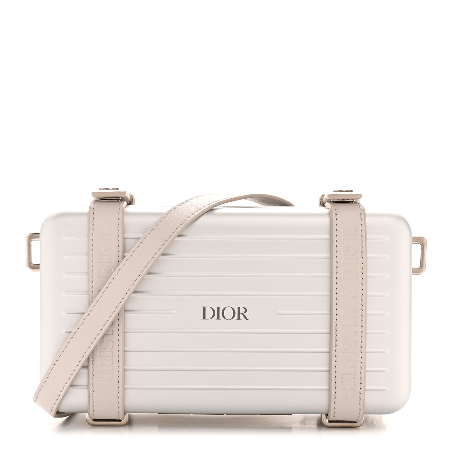 X RIMOWA Aluminum Personal Clutch On Strap Silver