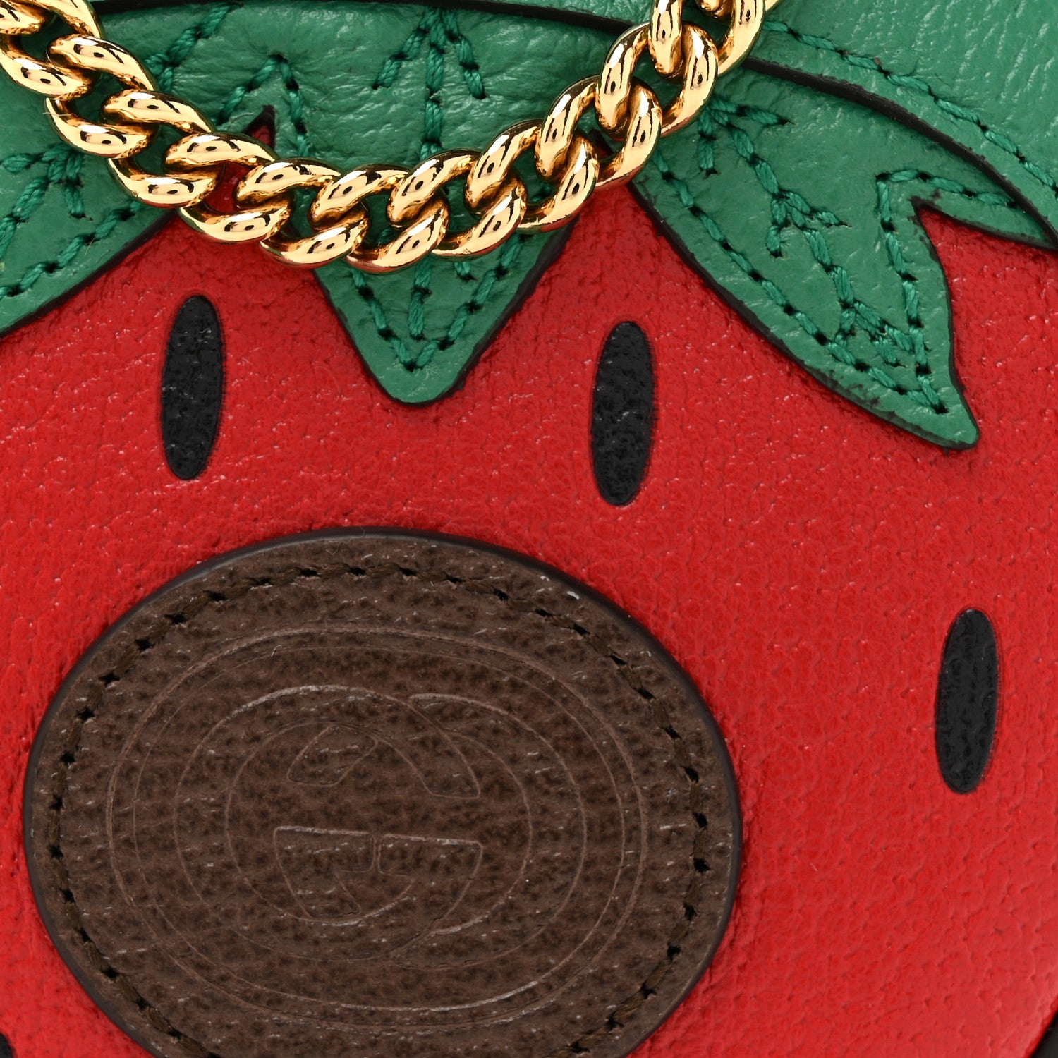 Gucci Textured Dollar Calfskin Retro Interlocking G Fruttini Strawberry Mini Crossbody Lobster Red Black New Acero 8 of 10