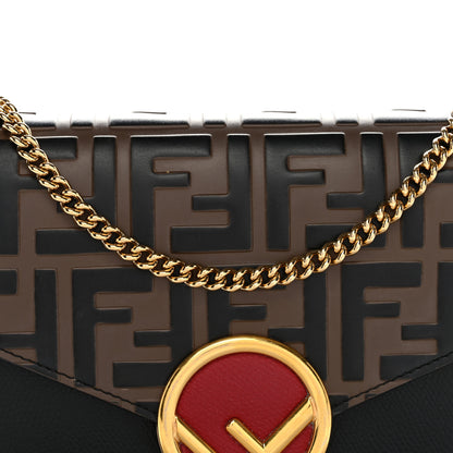 Fendi Vitello Cruise F is Fendi Bi-Color FF 1974 Embossed Medium Envelope Wallet On Chain Black Maya 7 of 12