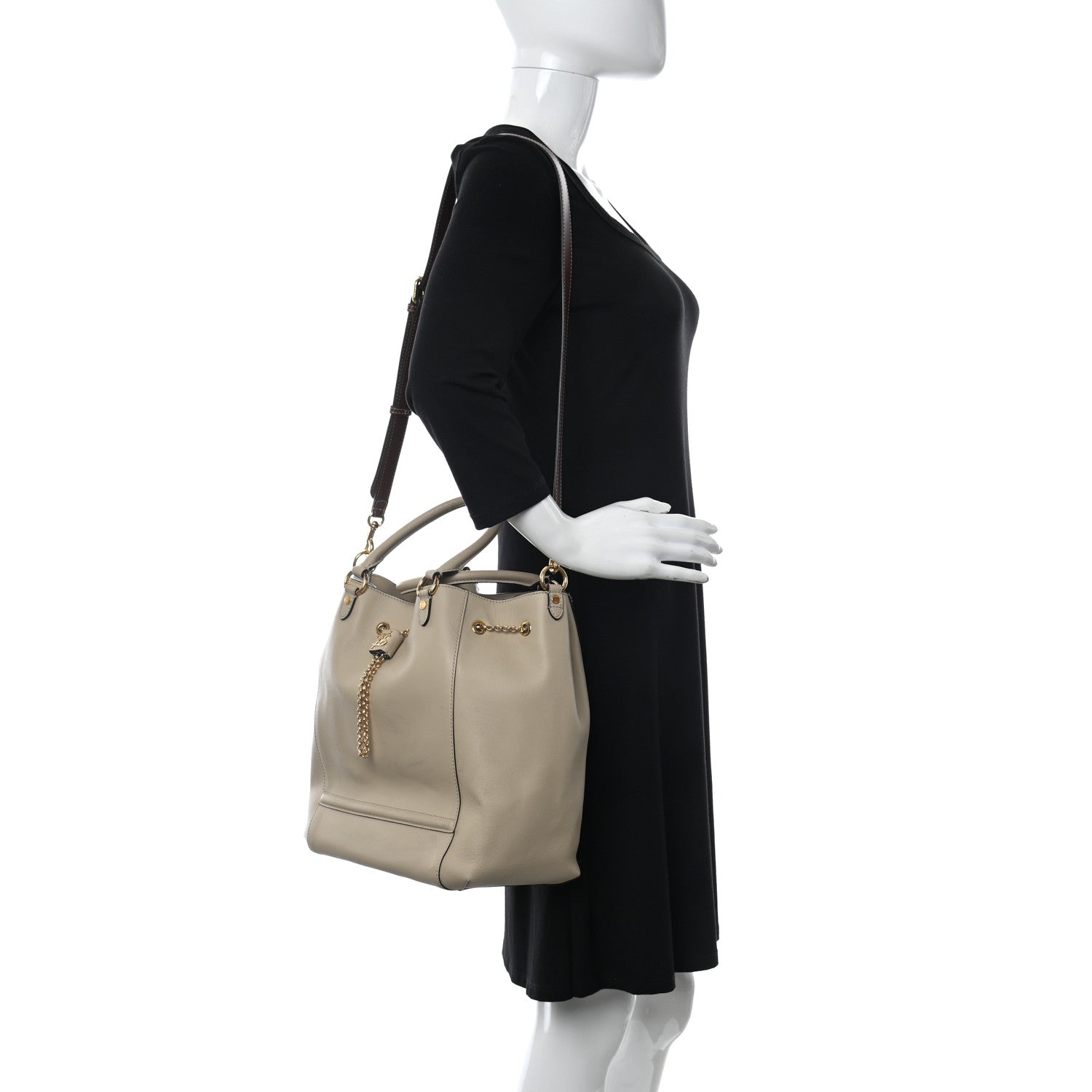 Fendi Vitello Grace King Karligraphy Chain Bucket Bag Nuvola Praline 2 of 11