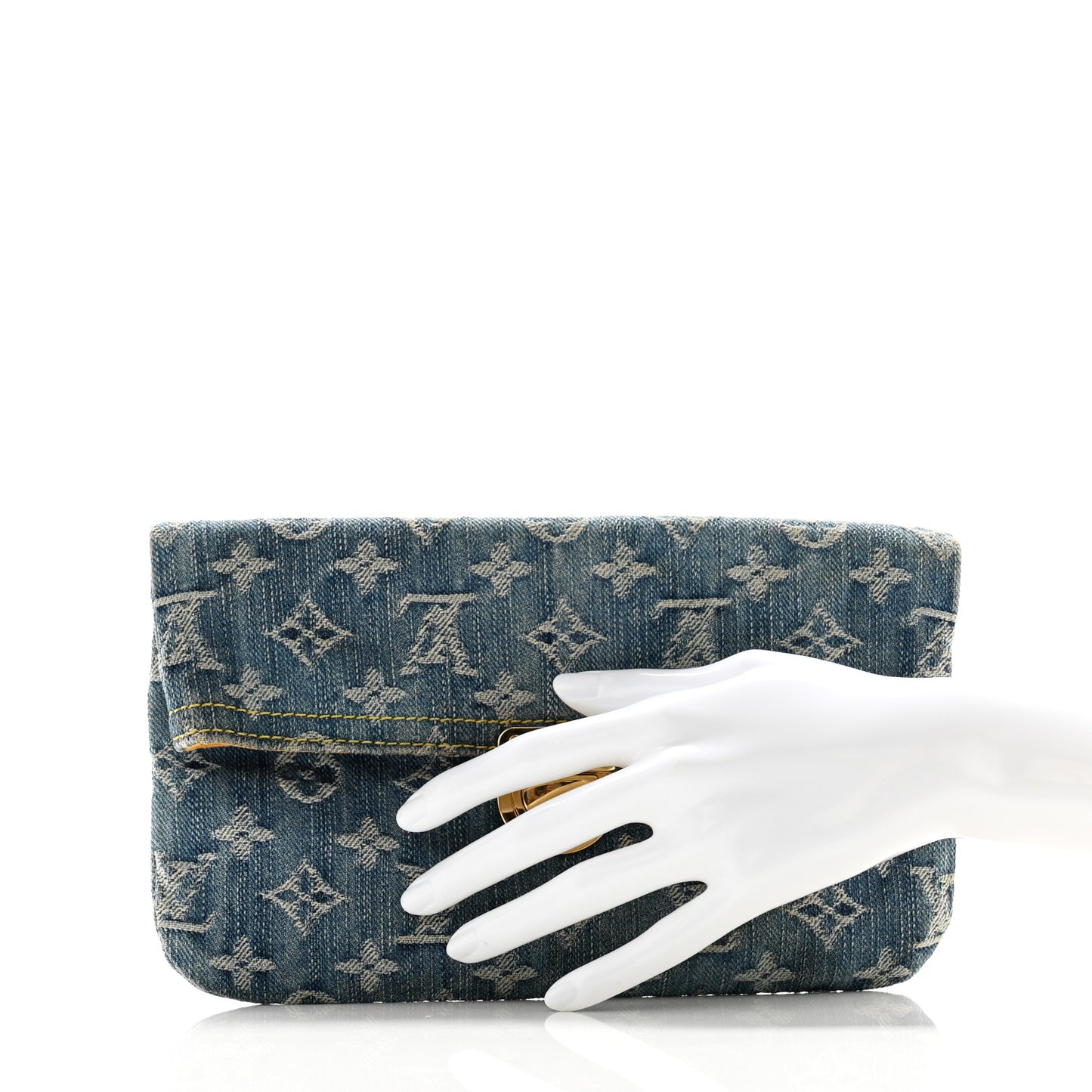 Monogram Denim Pochette Plat Clutch Blue