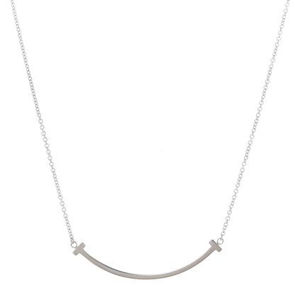 Tiffany 18K White Gold Small T Smile Pendant Necklace 1 of 6