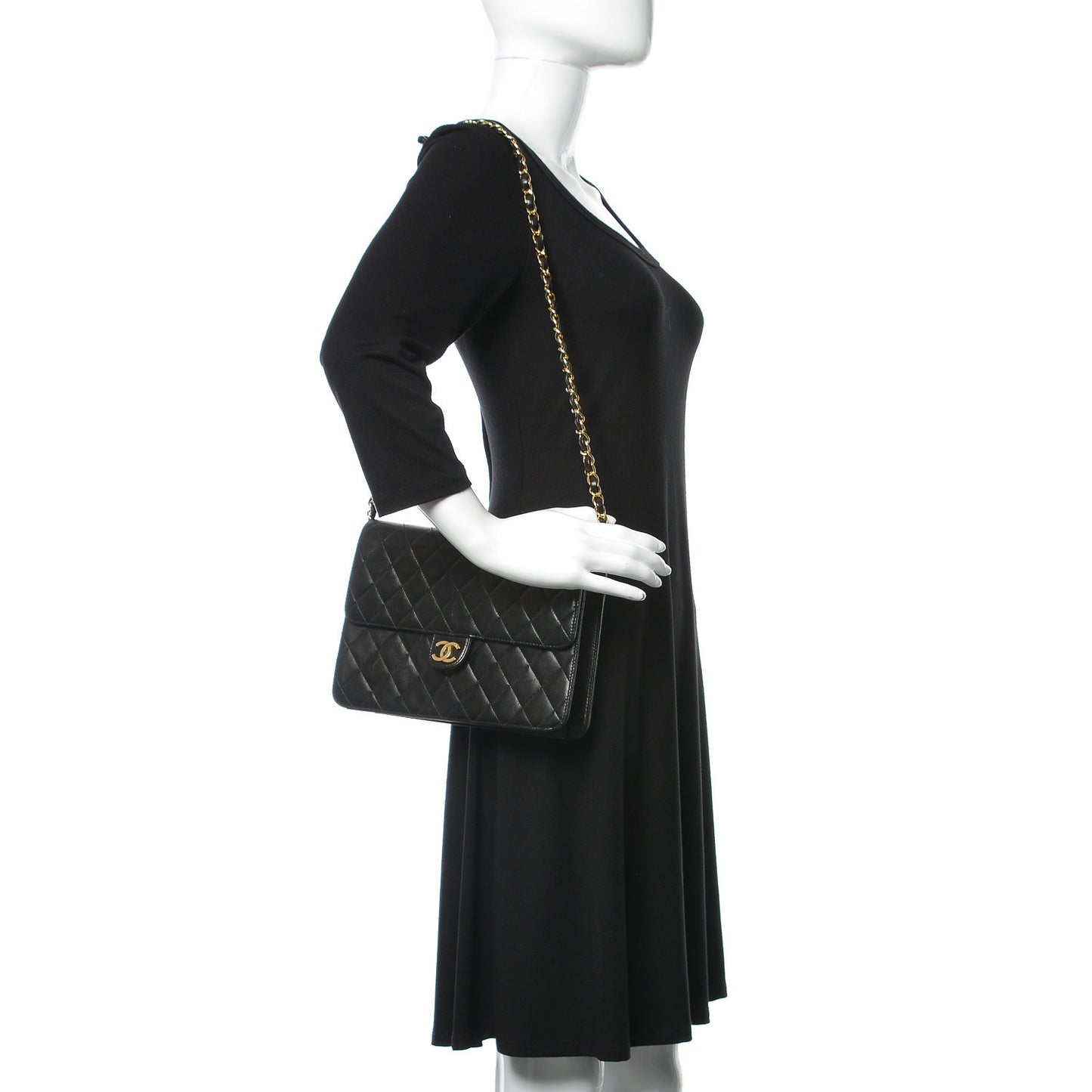 Lambskin Quilted Medium Single Flap Black