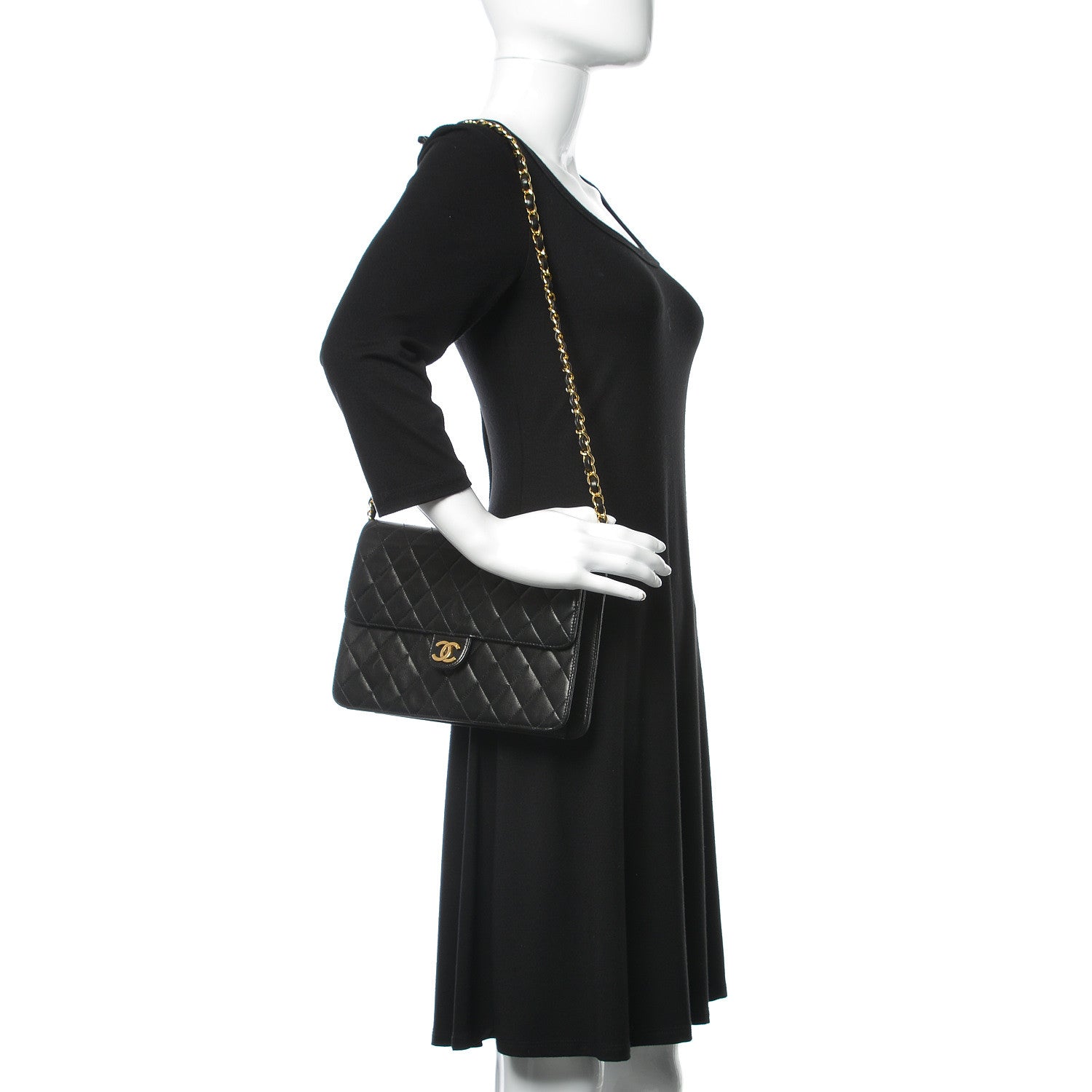 Chanel Lambskin Quilted Medium Single Flap Black 2 of 9