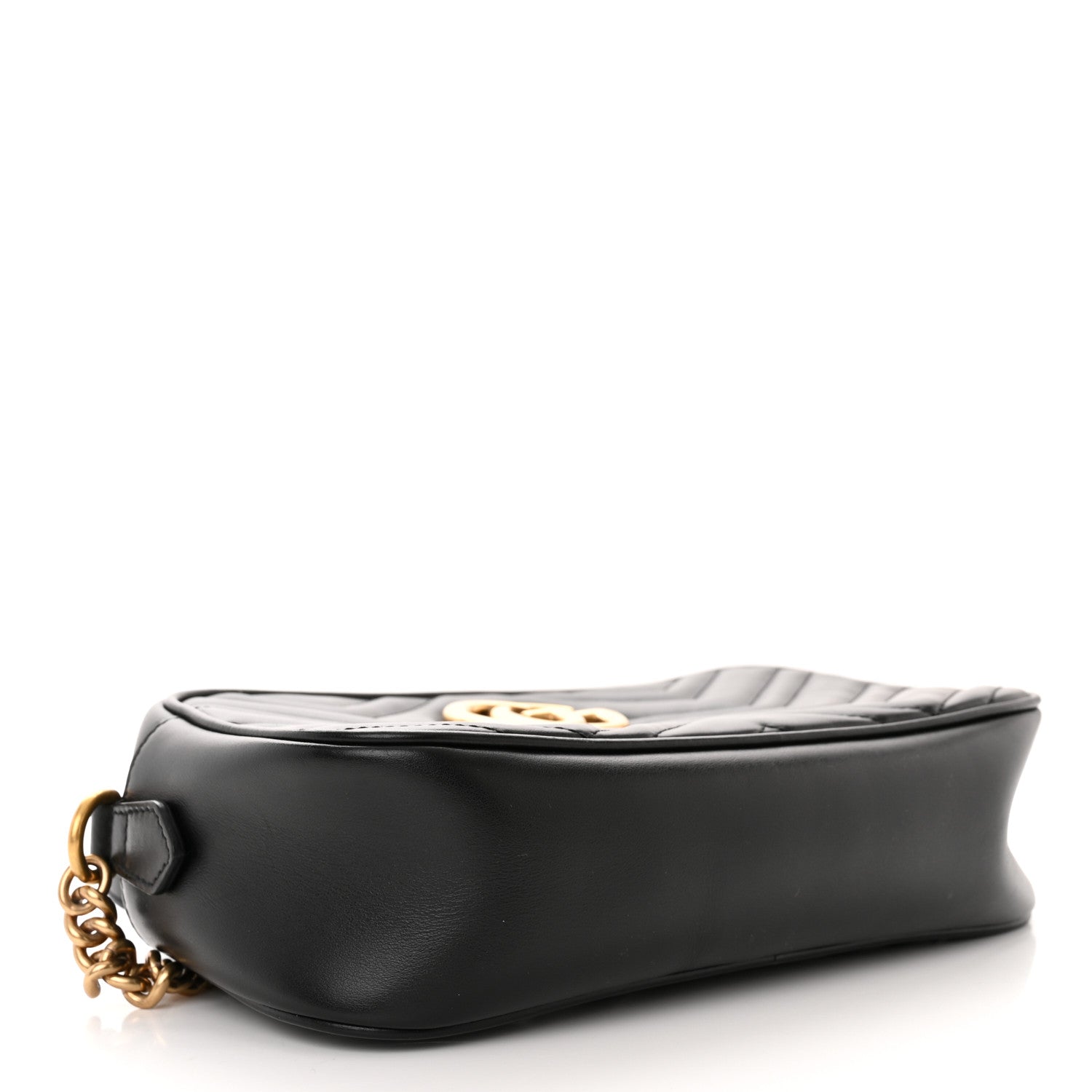 Gucci Calfskin Matelasse Small GG Marmont Chain Shoulder Bag Black 4 of 11