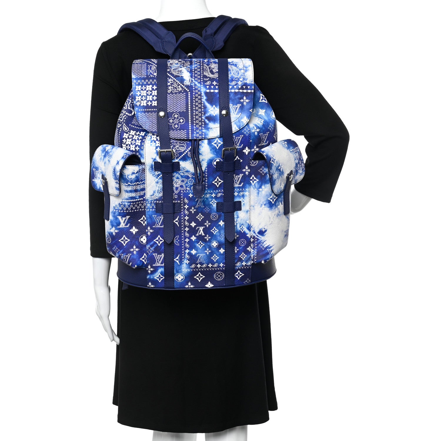 Louis Vuitton Cowhide Monogram Bandana Christopher MM Backpack Blue 2 of 9