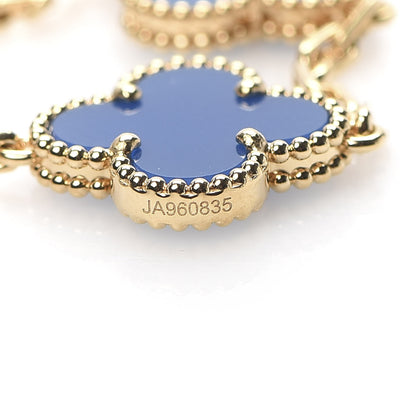 Van Cleef & Arpels 18K Yellow Gold Blue Agate 5 Motifs Vintage Alhambra Bracelet 4 of 7