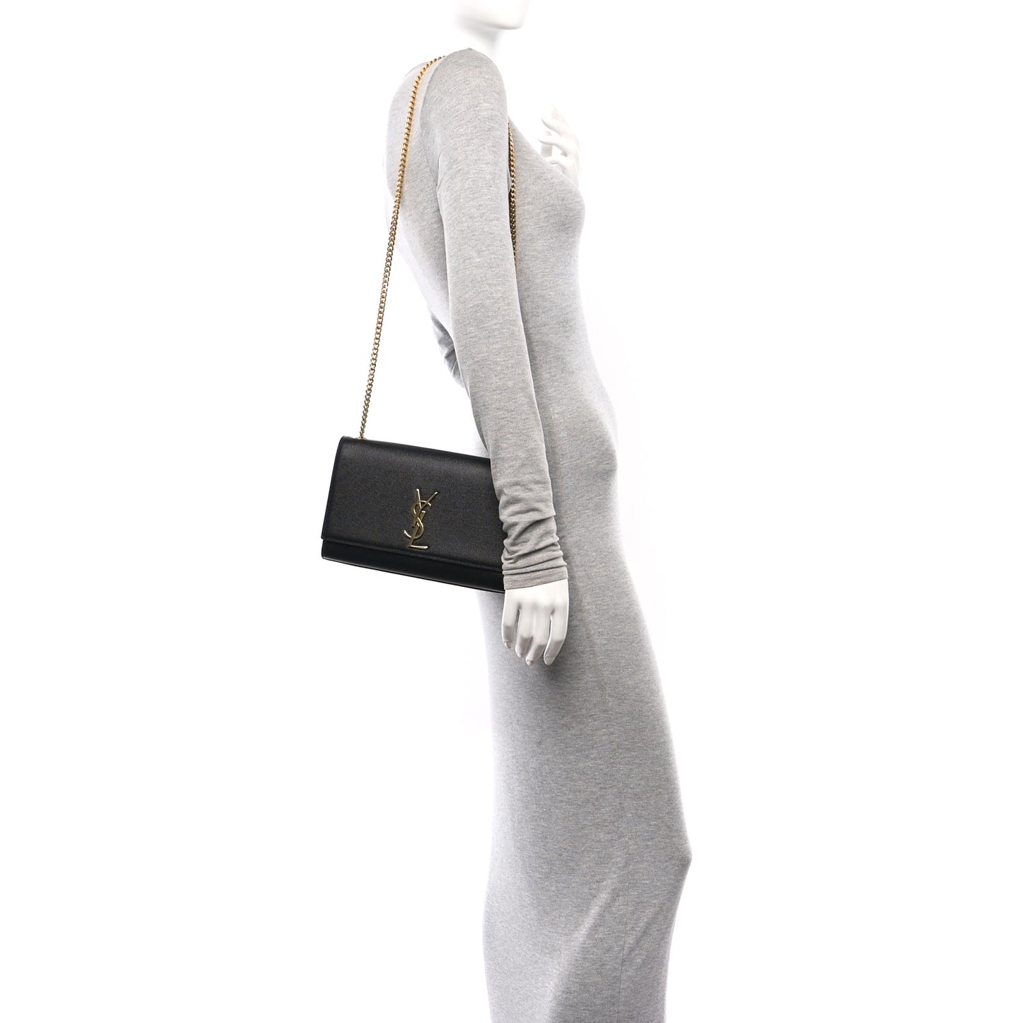 Grain De Poudre Medium Classic Monogram Kate Satchel Black
