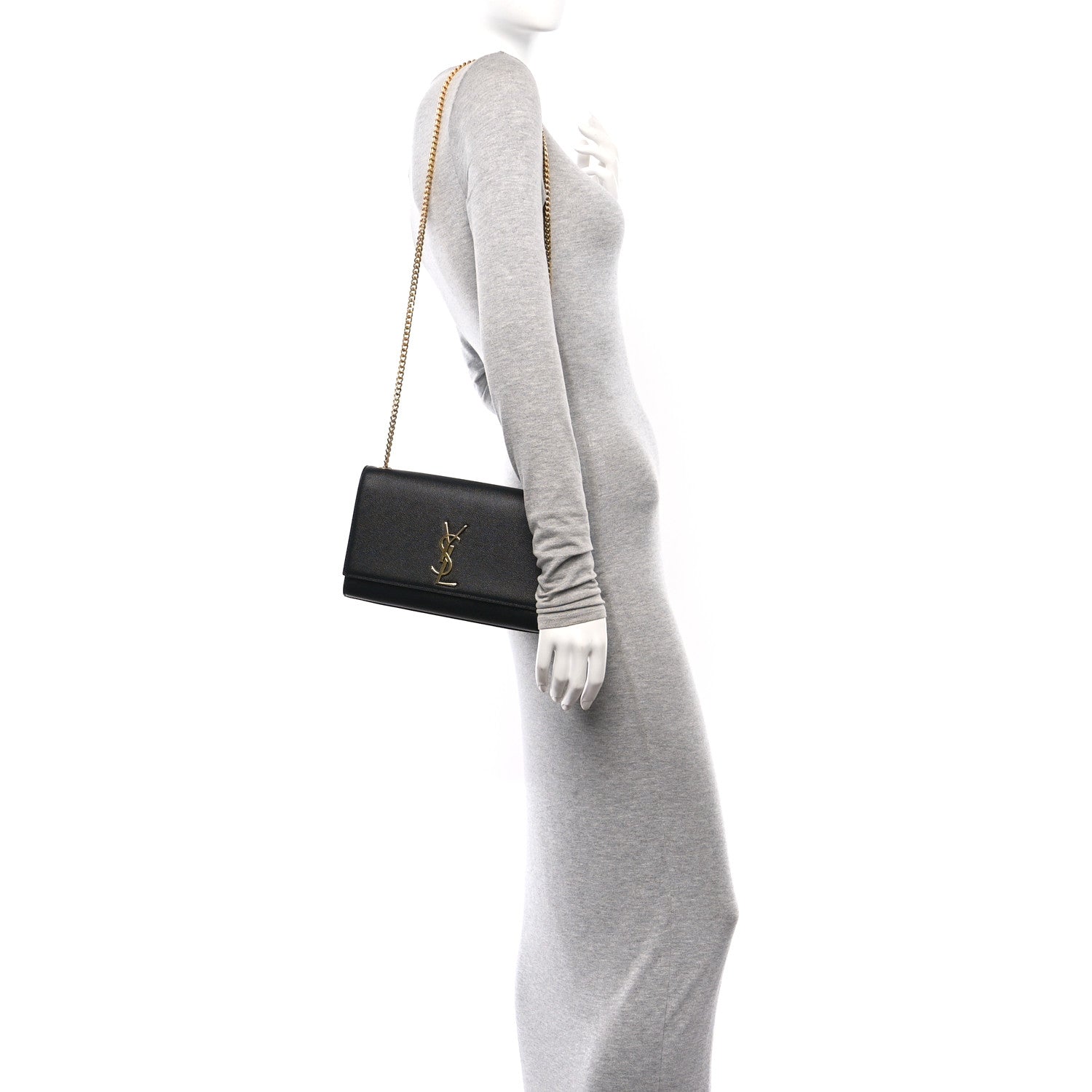 Saint Laurent Grain De Poudre Medium Classic Monogram Kate Satchel Black 1 of 10