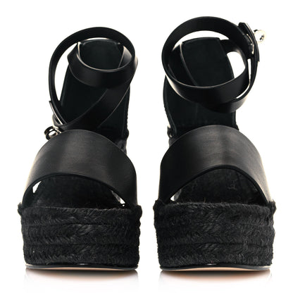 Hermes Calfskin Tipoli Espadrille Wedges 35 Black 2 of 8