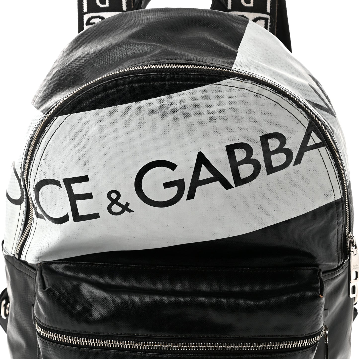 Calfskin Coated Canvas Vulcano Backpack Black