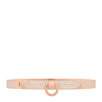 Hermes 18K Rose Gold Diamond PM Collier De Chien Full Pave Bracelet SH 1 of 4