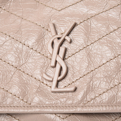Saint Laurent Crinkled Calfskin Matelasse Monogram Medium Niki Chain Satchel Light Natural 10 of 10