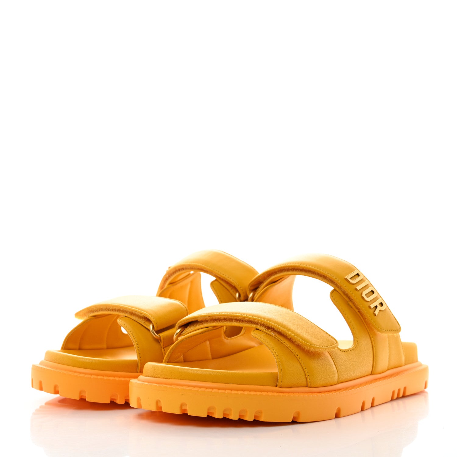 Christian Dior Lambskin Dioract 10mm Slide Sandals 39.5 Amber Yellow 3 of 8