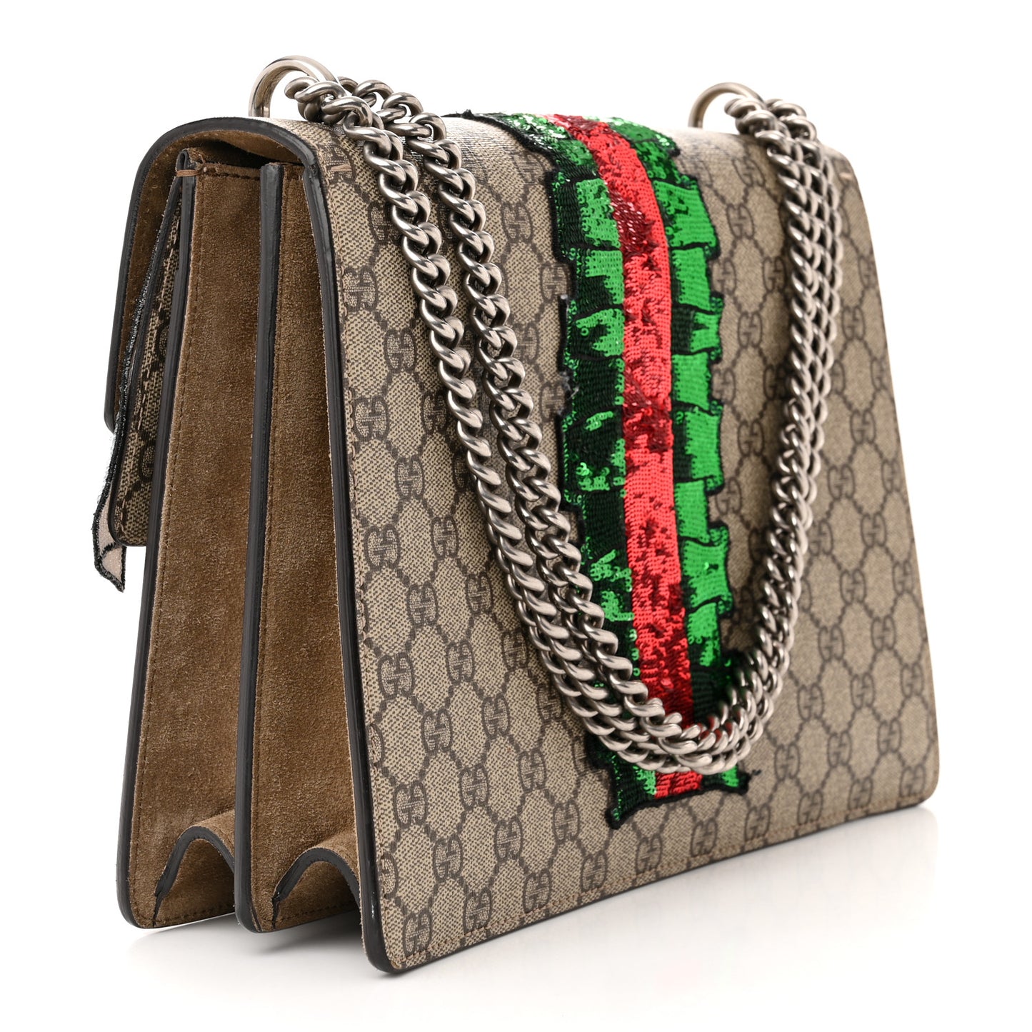 GG Supreme Monogram Lightning Embroidered Medium Dionysus Shoulder Bag Beige