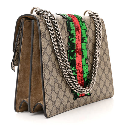 Gucci GG Supreme Monogram Lightning Embroidered Medium Dionysus Shoulder Bag Beige 3 of 12