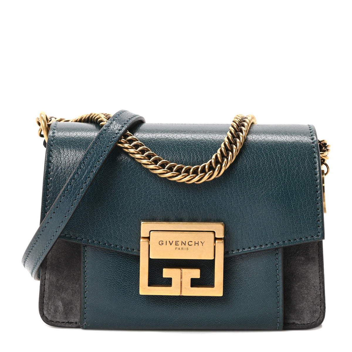 Givenchy Goatskin Suede Mini GV3 Shoulder Bag Prussian Blue Grey 1 of 9