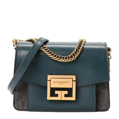 Givenchy Goatskin Suede Mini GV3 Shoulder Bag Prussian Blue Grey 1 of 9