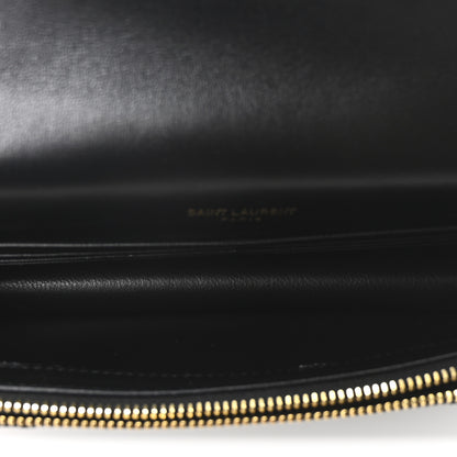 Saint Laurent Calfskin Matelasse Chevron Monogram Envelope Chain Wallet Black 5 of 10