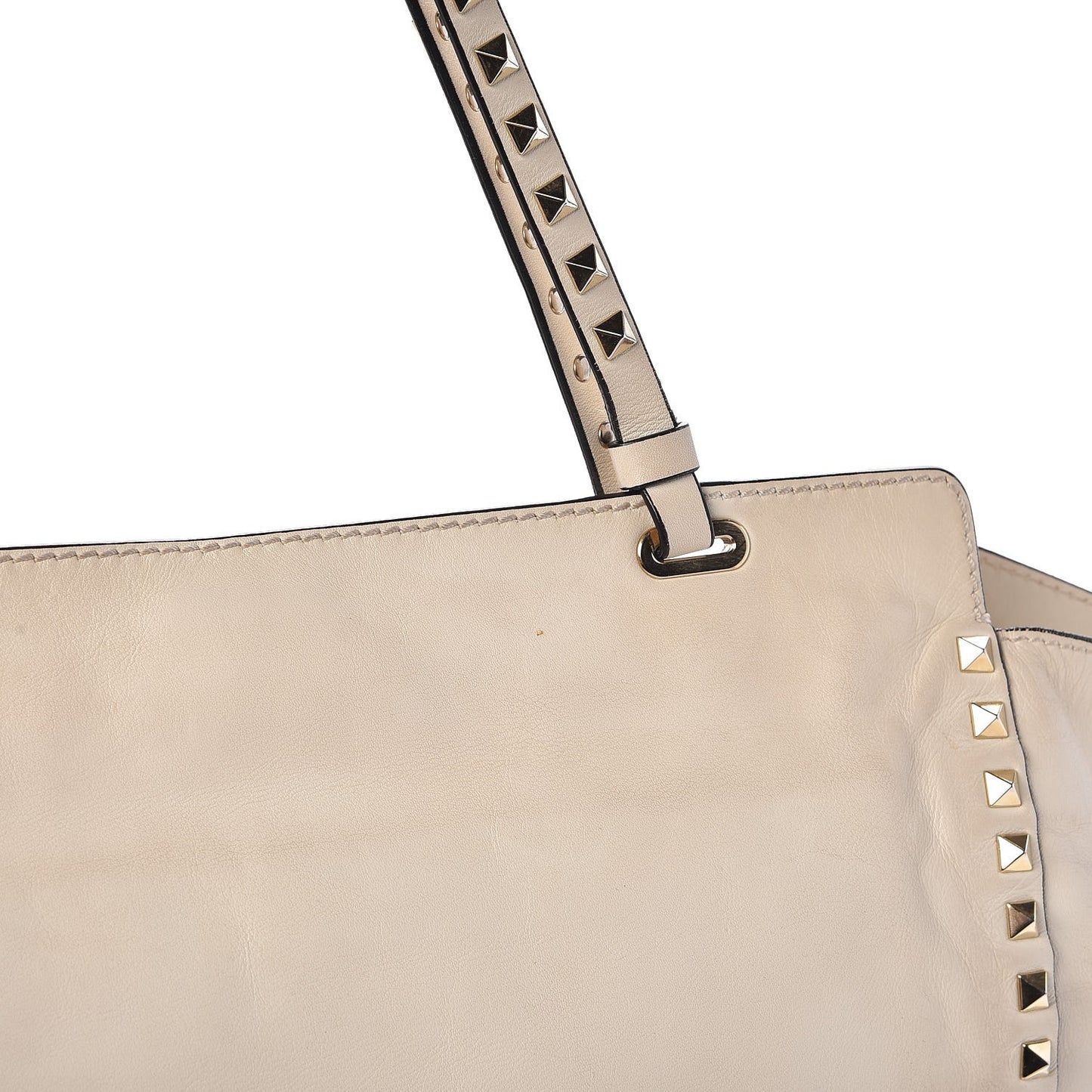 Vitello Medium Rockstud Tote Ivory