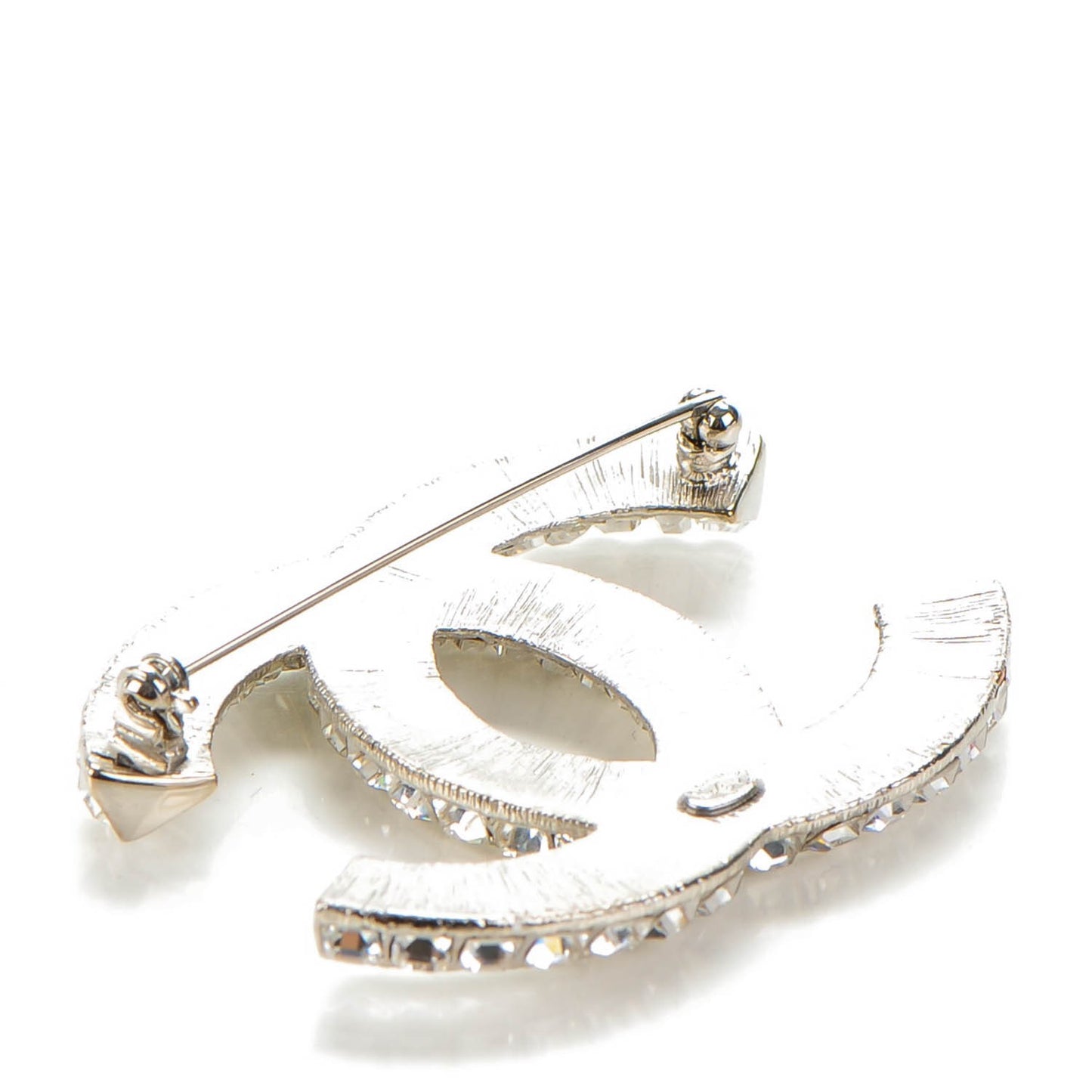 Baguette Crystal CC Brooch Silver