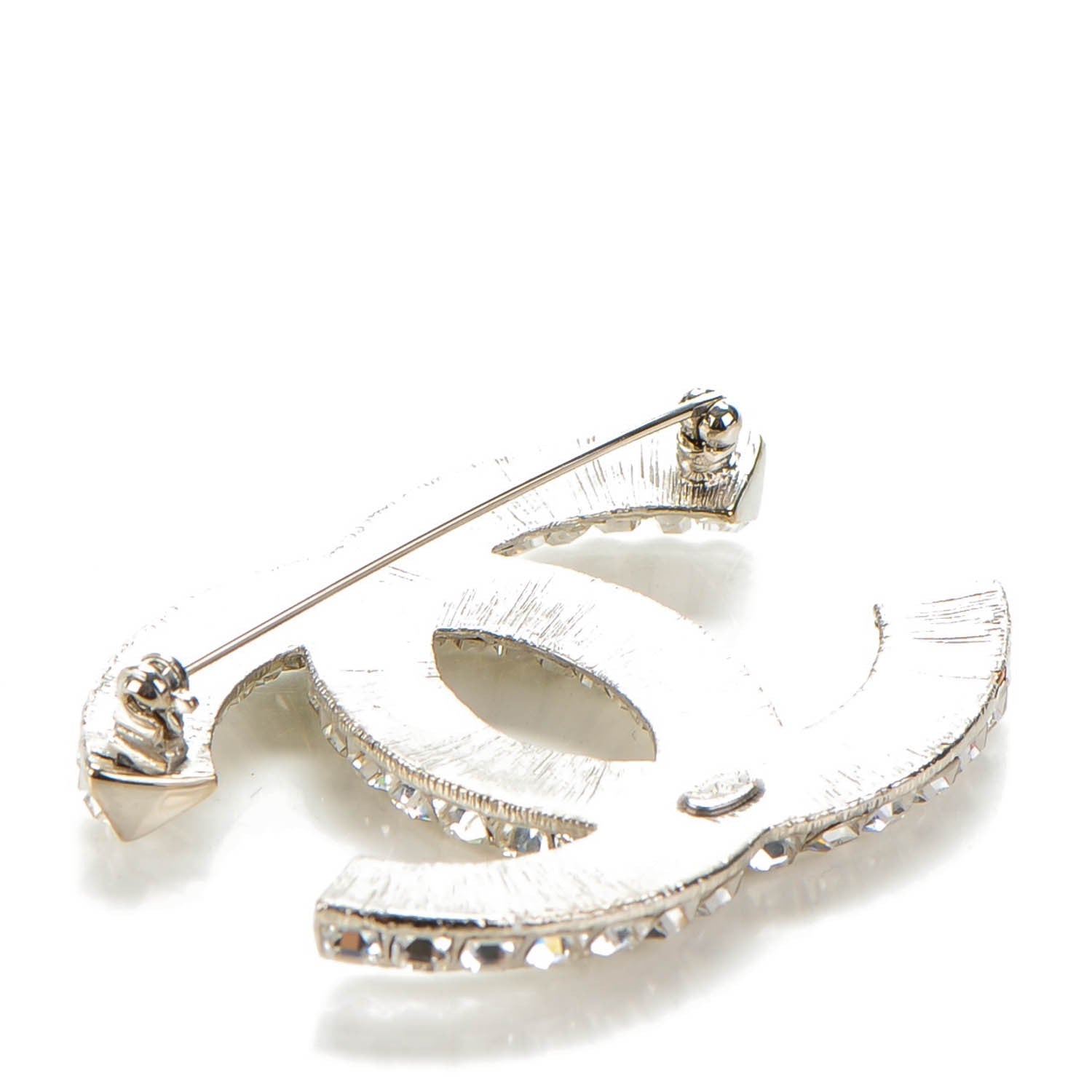 Chanel Baguette Crystal CC Brooch Silver 3 of 5