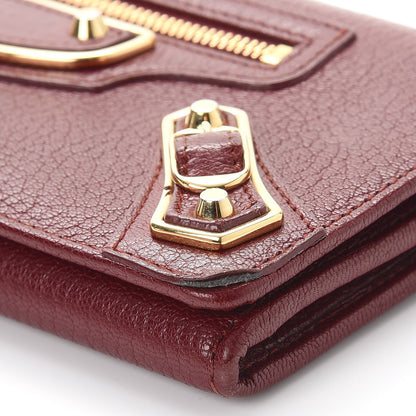 Balenciaga Chevre Gold Metallic Edge Hardware Money Wallet Bordeaux 10 of 15