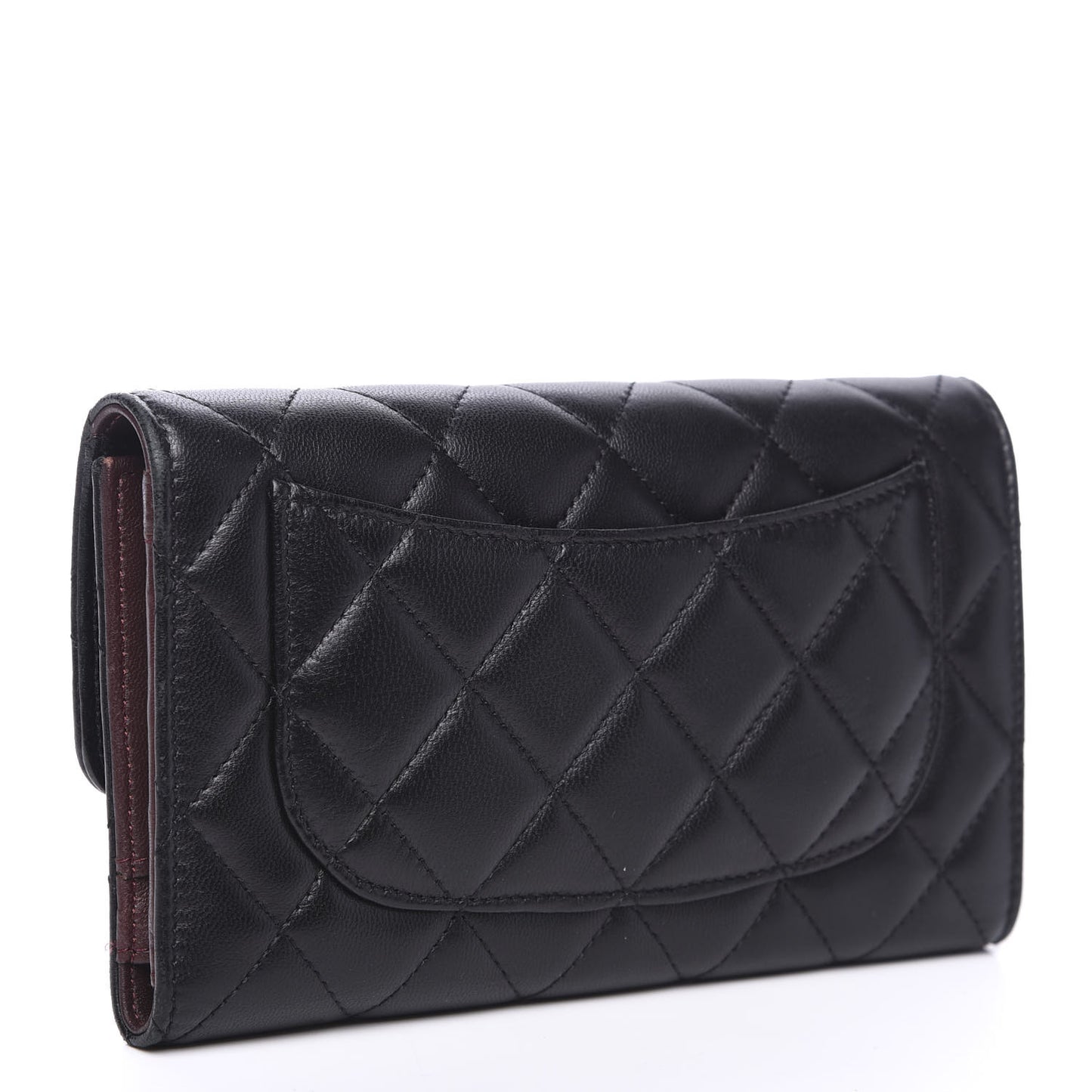 Lambskin Quilted Large Flap Wallet Black