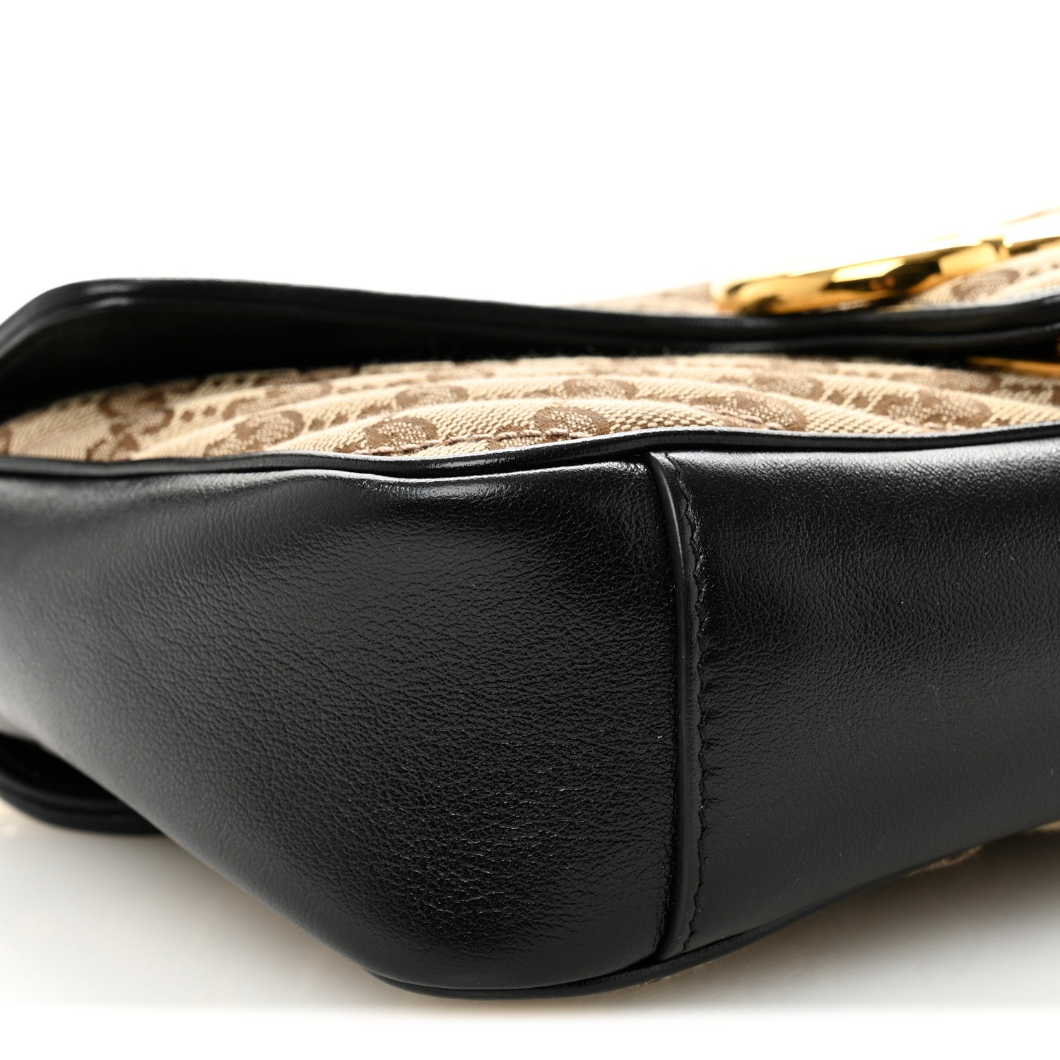 Gucci Monogram Matelasse Diagonal Small GG Marmont Shoulder Bag Beige Black 9 of 10