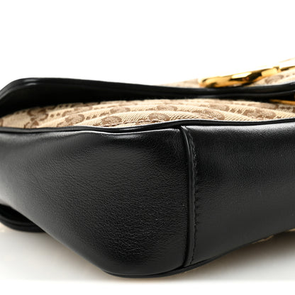 Gucci Monogram Matelasse Diagonal Small GG Marmont Shoulder Bag Beige Black 9 of 10