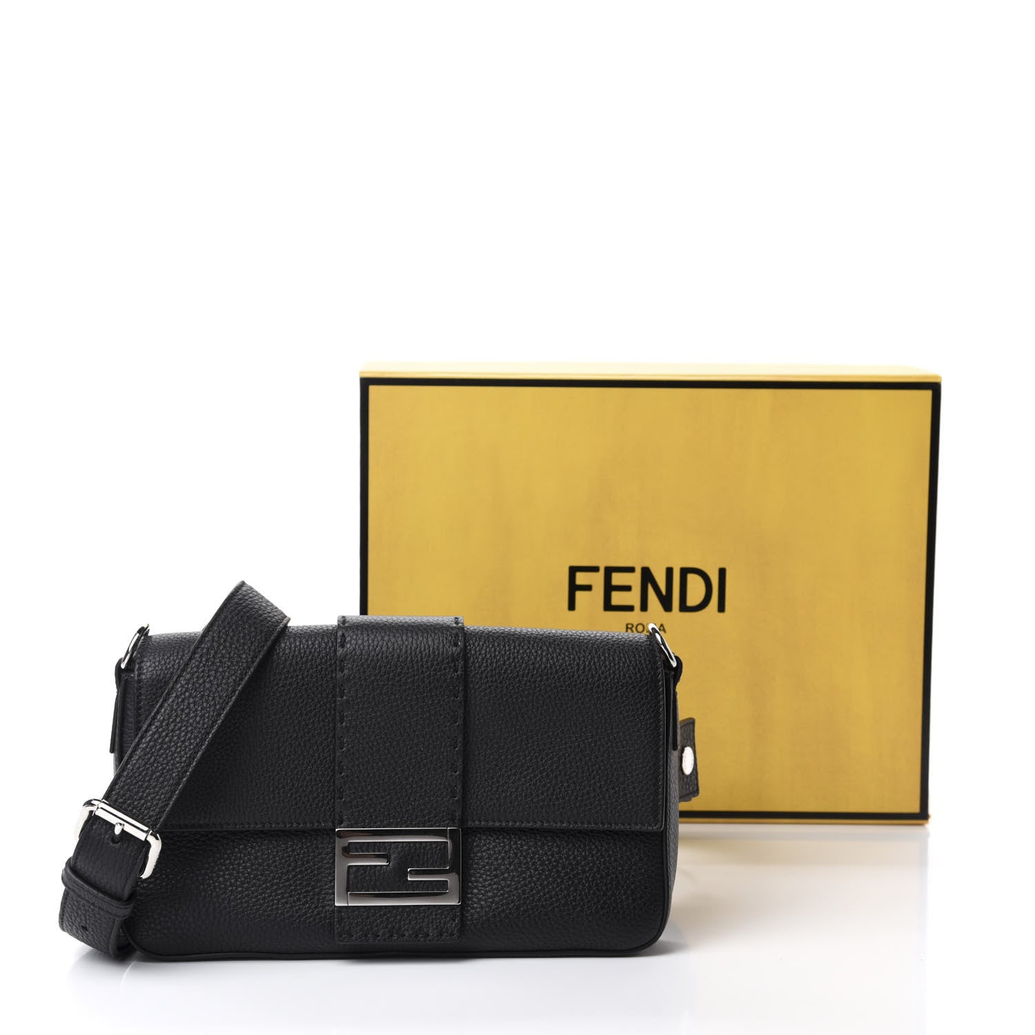 Fendi Cuoio Romano Selleria Belt Baguette Bag Black 12 of 12