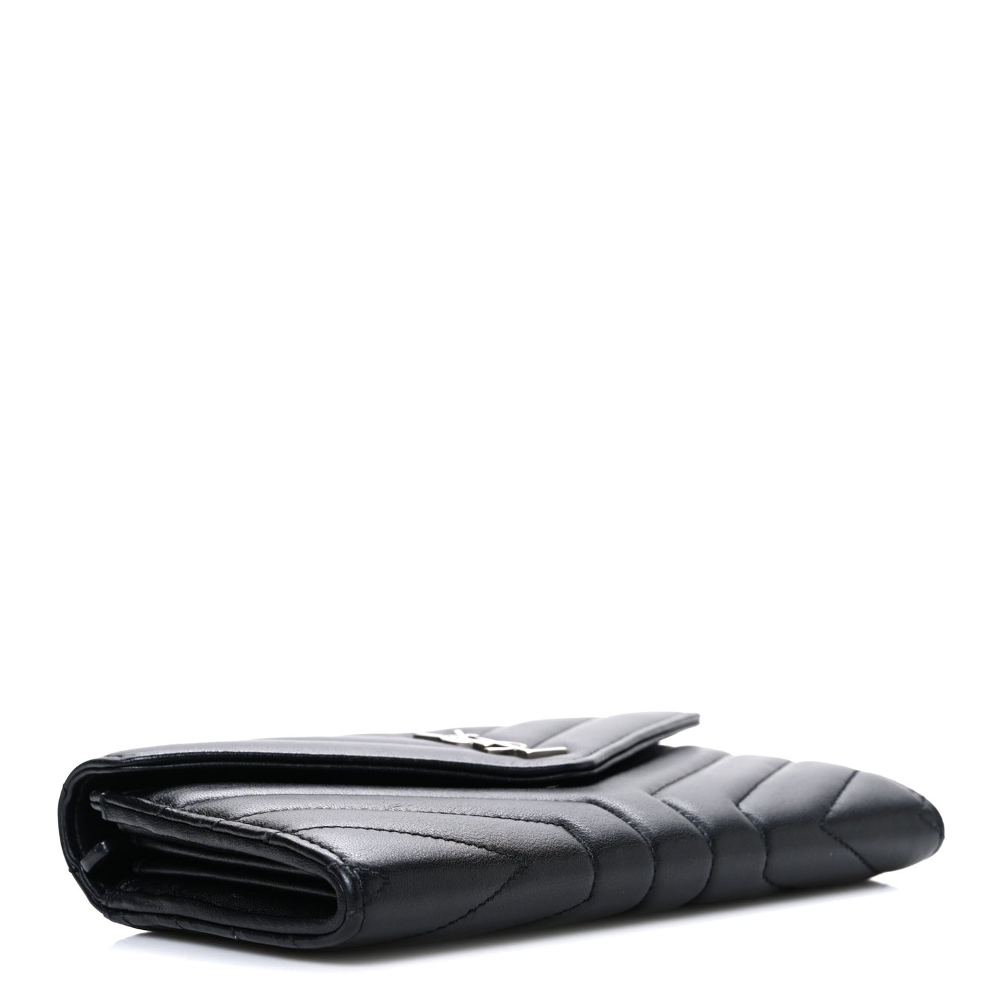 Lambskin Y Quilted Monogram Large Loulou Flap Wallet Black