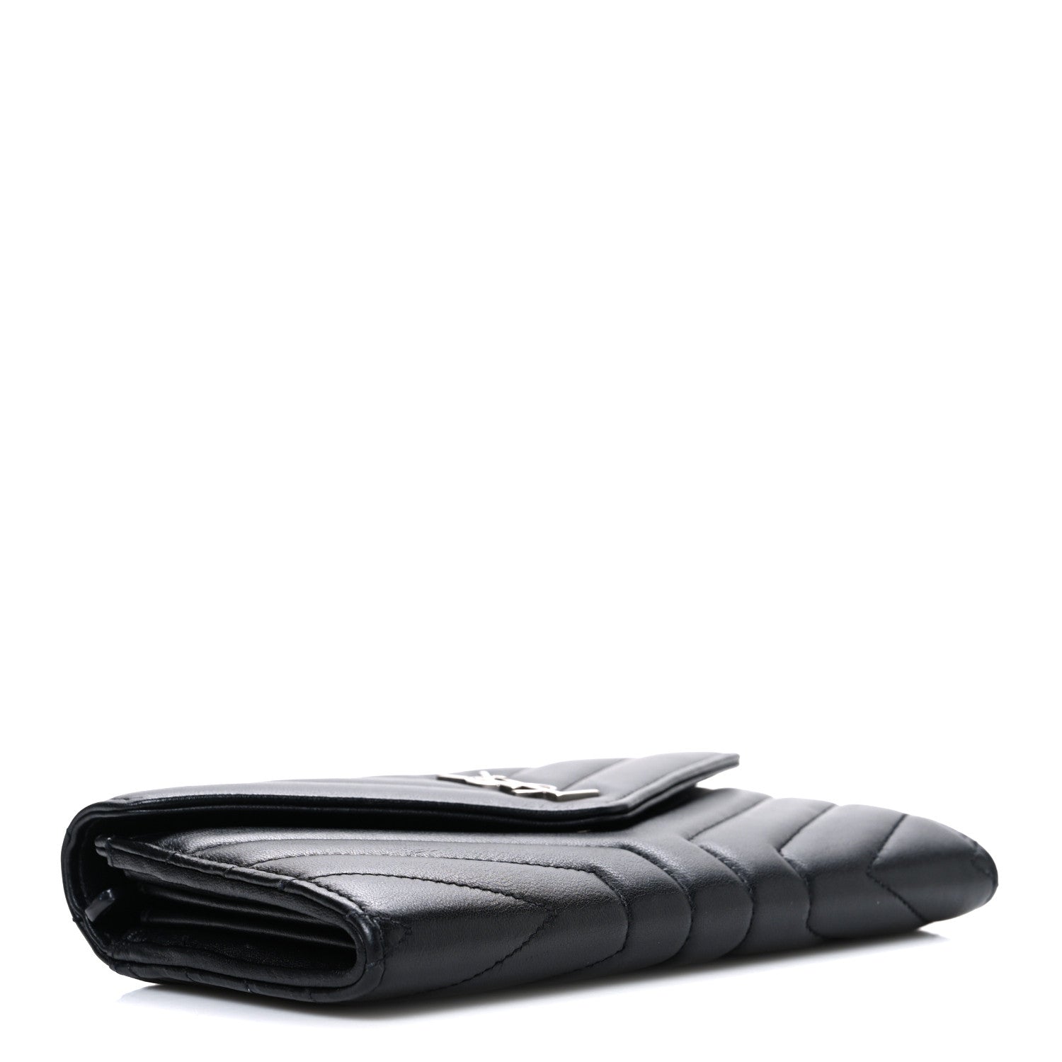 Saint Laurent Lambskin Y Quilted Monogram Large Loulou Flap Wallet Black 4 of 7